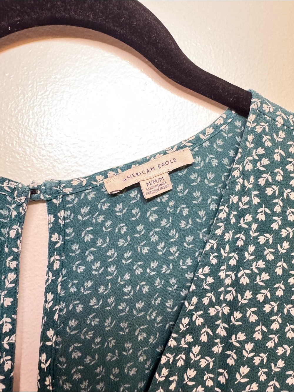 American Eagle Outfitters Teal Printed V-Neck Wide-Leg Jumpsuit - Picture 4 of 5